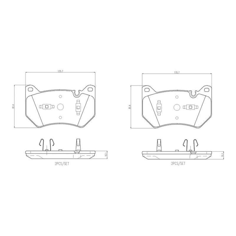 Brembo 4 x Front Brake Pad Set fits Audi Q5 2016-2021 2.0 3.0