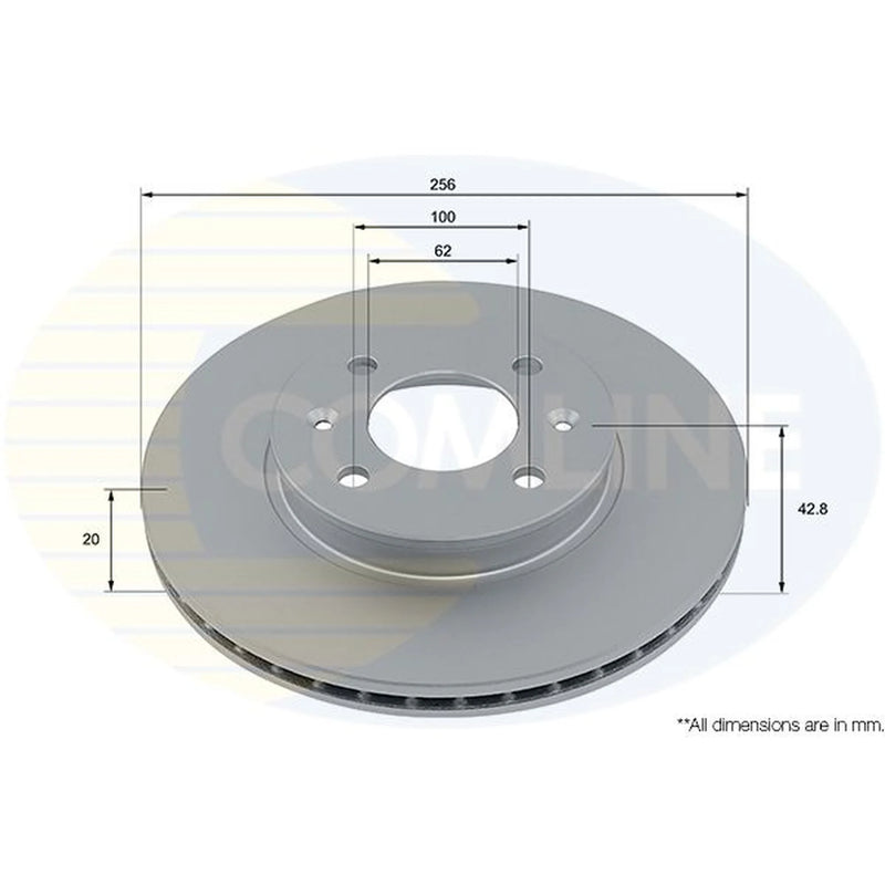 Comline 2 x Internally Vented Brake Discs fits Kia Picanto III 2017-2018 1.0 1.2