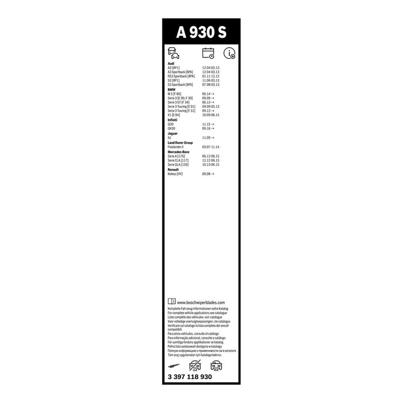 Bosch Aerotwin Wiper Blade Set 600mm + 475mm — A930S fits Alpina B3 2007-2017