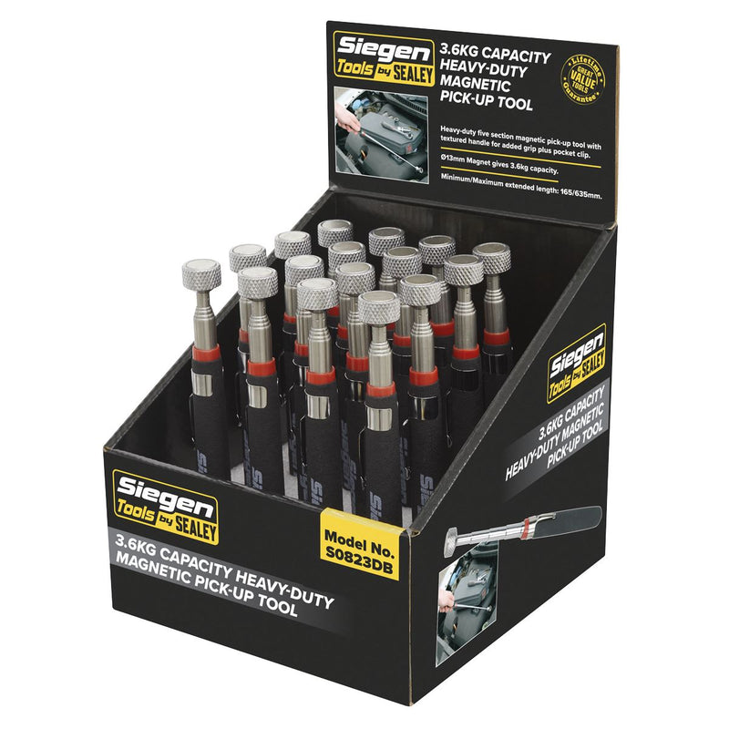 Seigen by Sealey Heavy-Duty Magnetic Pick-Up Tool 3.6kg Cap Display Box of 16 Seigen by Sealey  - Dynamic Drive
