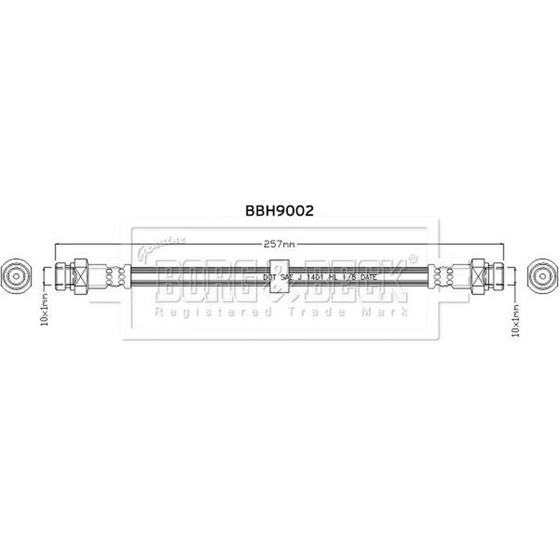 Borg & Beck Brake Hydraulic Hose Line Rear Right BBH9002