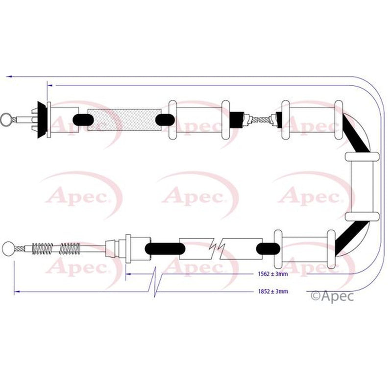 Apec Handbrake Cable Left Rear fits Fiat Doblo Cargo 2010-2023 1.3 1.4 1.6 2.0