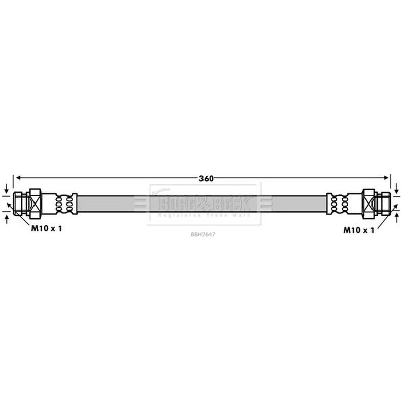 Borg & Beck Brake Hydraulic Hose Line Rear Right BBH7647