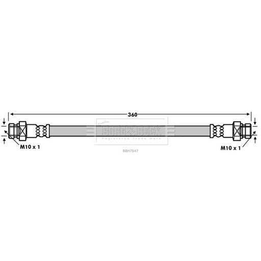 Borg & Beck Brake Hydraulic Hose Line Rear Right BBH7647