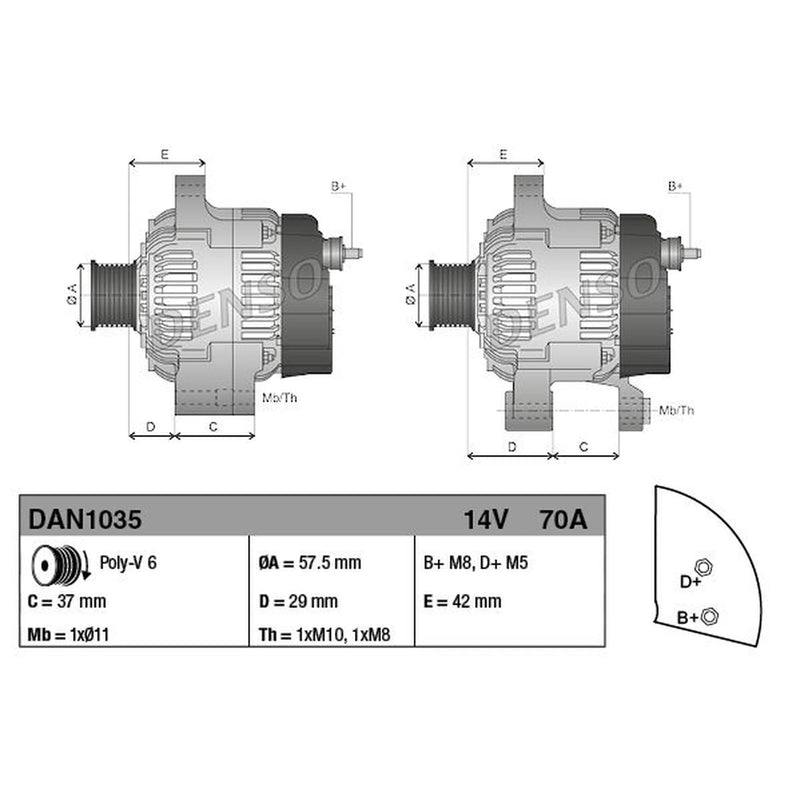 Denso Car Alternator 12V DAN1035