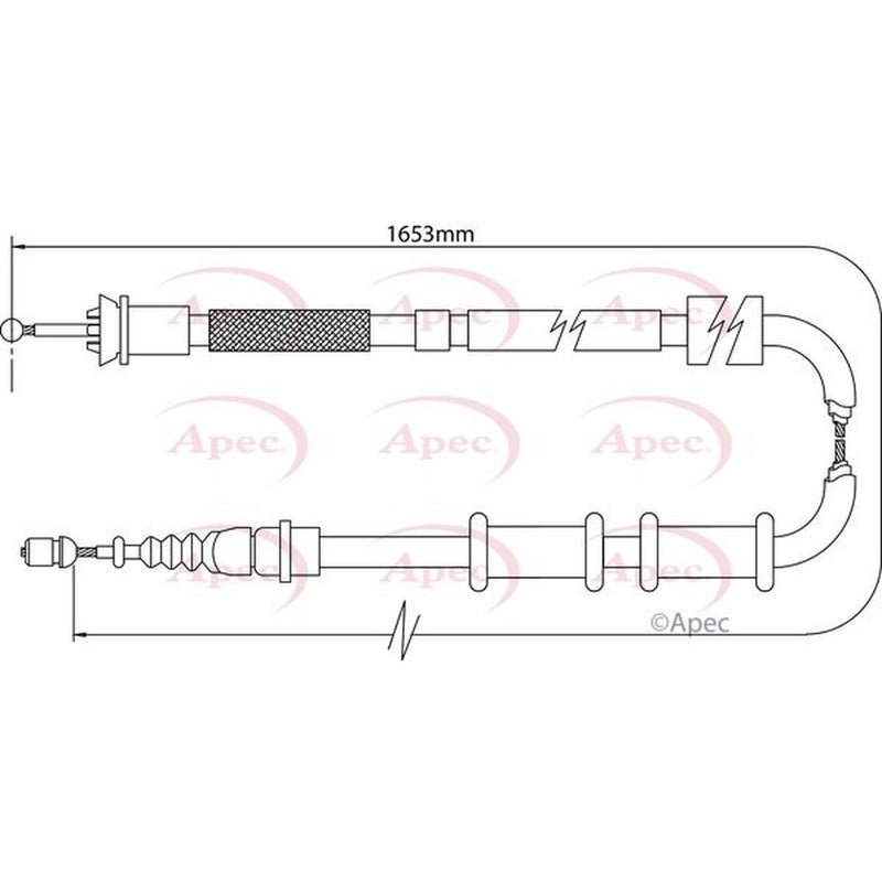 Apec Handbrake Cable Left Rear fits Abarth Grande Punto 2007-2010 1.4