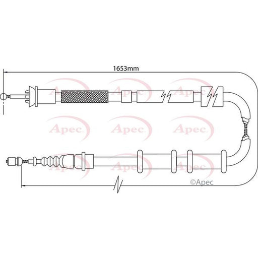 Apec Handbrake Cable Left Rear fits Abarth Grande Punto 2007-2010 1.4