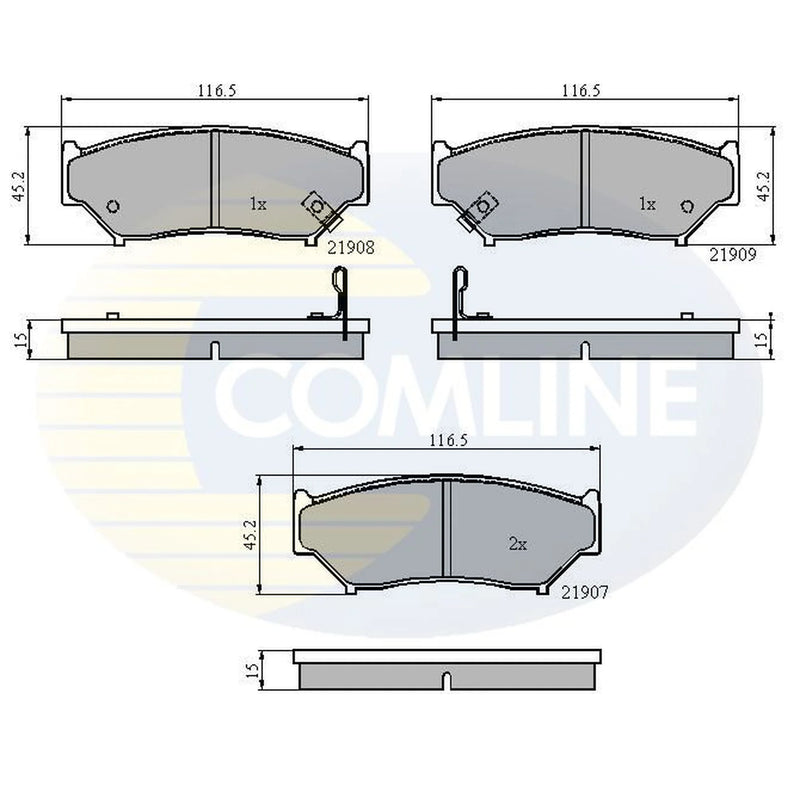 Comline 4 x Front Brake Pad Set fits Suzuki Grand Vitara I 1998-2005 1.6 2.0