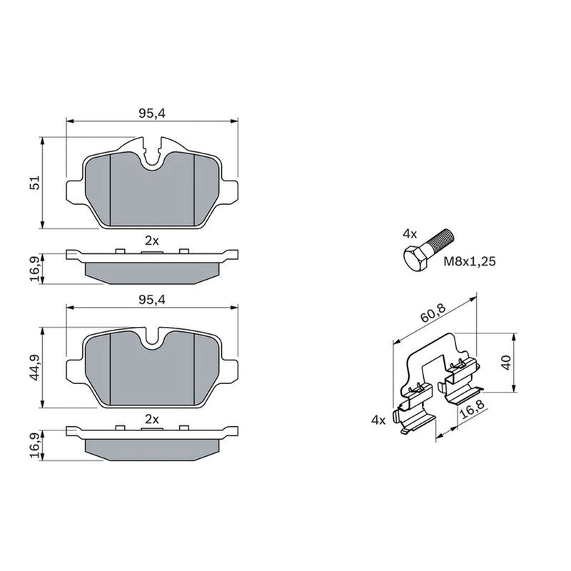 Bosch Front & Rear Pads fits BMW 1 2004-2011