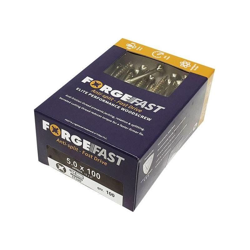Forgefix ForgeFast Pozi Compatible Elite Performance Wood Screw ZY 5.0 x 100mm Box 100 ForgeFix - NN4 Online
