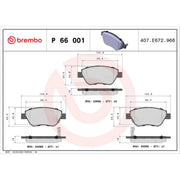 Brembo 4 x Front Brake Pad Set fits Opel Adam 2012-2019 1.0 1.2 1.4