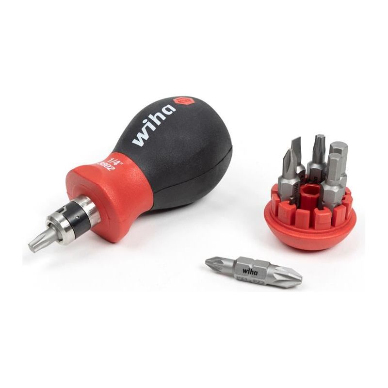 Wiha Magnetic SoftFinish® Stubby Screwdriver with Bit Magazine (PH, PZ) Wiha - Dynamic Drive