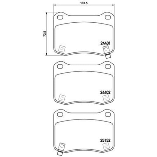 Brembo 4 x Rear Brake Pad Set fits Lexus Is II 2007-2013