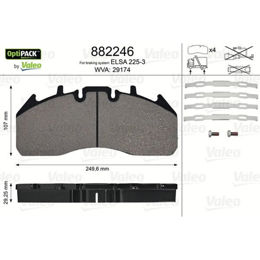 Valeo Rear Brake Pad Set 882246