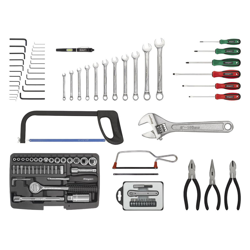 Sealey Topchest 6 Drawer with Ball-Bearing Slides Red/Grey & 98pc Tool Kit Sealey - Dynamic Drive