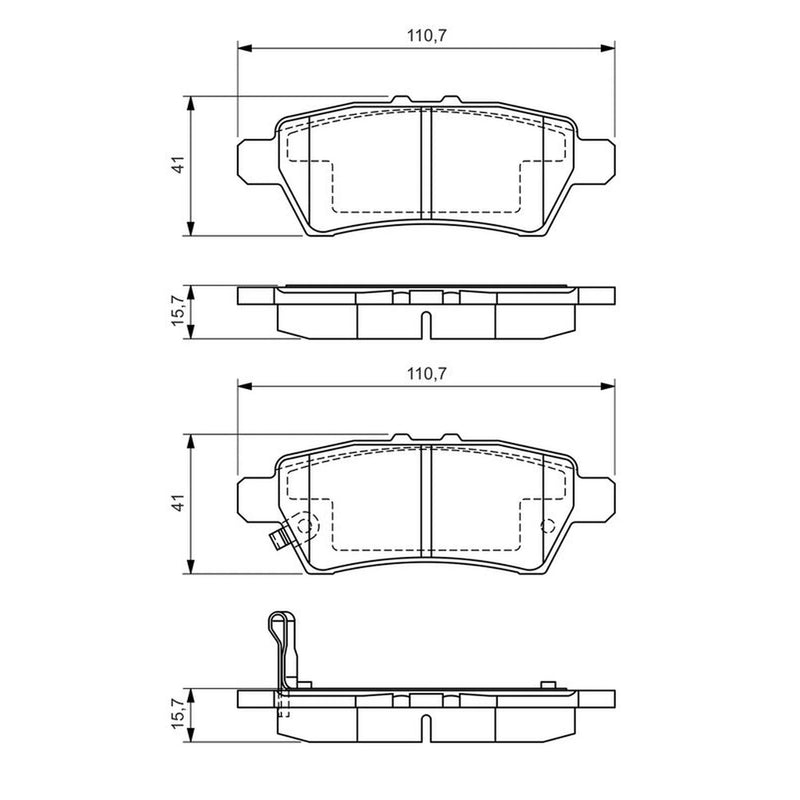 Bosch Front & Rear Pads fits Nissan Pathfinder III 2005-2010 2.5 3.0 4.0