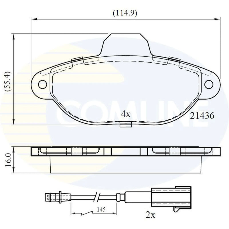 Comline 4 x Front Brake Pad Set fits Fiat 500 2007 on 1.2