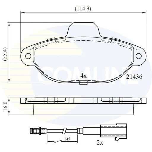 Comline 4 x Front Brake Pad Set fits Fiat 500 2007 on 1.2