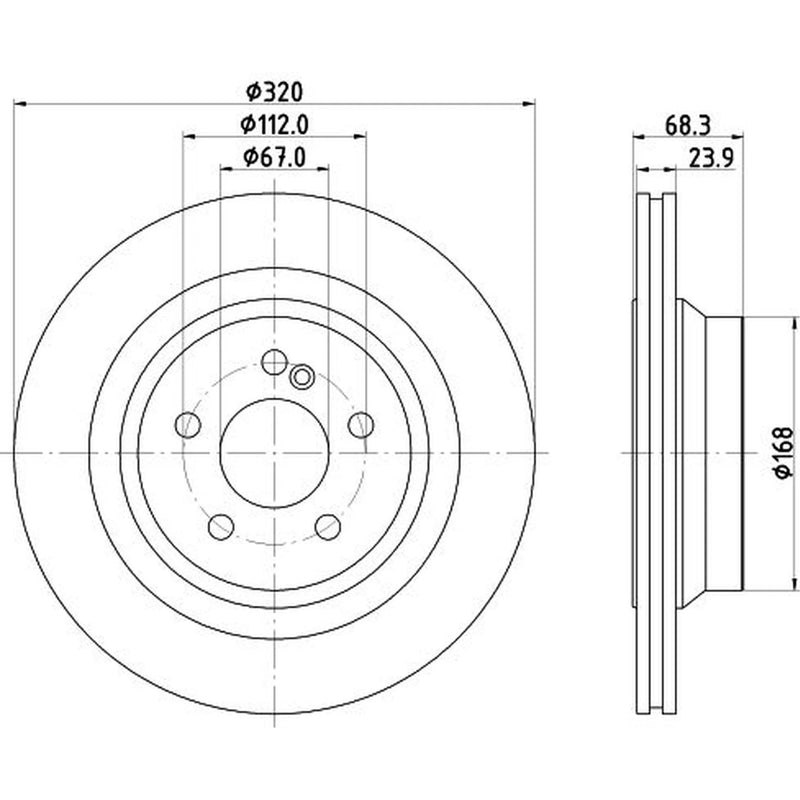 Mintex 2 x Internally Vented Brake Discs MDC2708