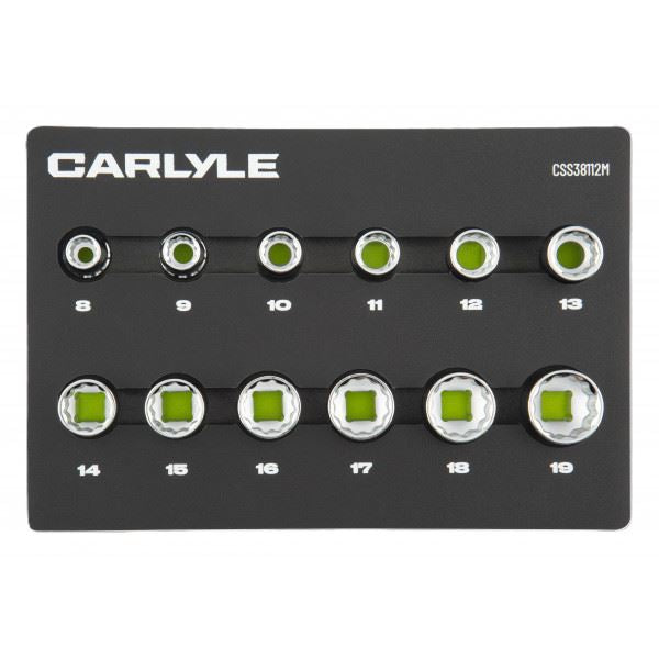 Carlyle Tools 12Pc 3/8 Drive 12 Point Socket Set 8mm To 19mm - image 1