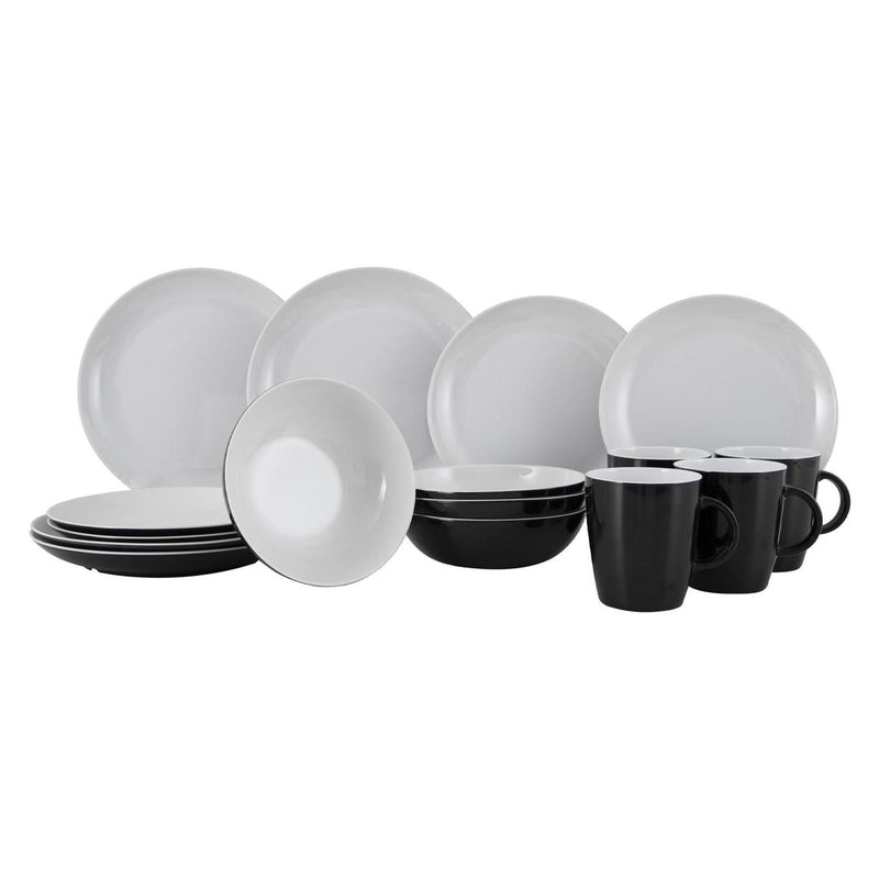Gimex Solid Line Tableware Black & White 16 Pieces Gimex - Dynamic Drive