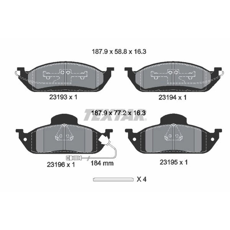 Textar Front Brake Pad Set 2319303