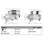 Denso Starter Motor 12V 1.4kW 13 Teeth fits Nissan X-Trail I 2001-2013 2.0 2.5
