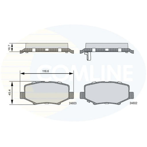 Comline 4 x Rear Brake Pad Set fits Dodge Nitro 2006-2012 2.8 3.7 4.0