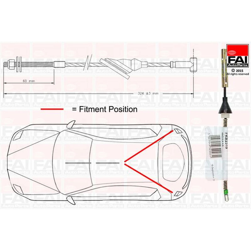 FAI Handbrake Cable Left Rear fits Ford Fiesta V 2001-2010 1.25 1.3 1.4 1.6