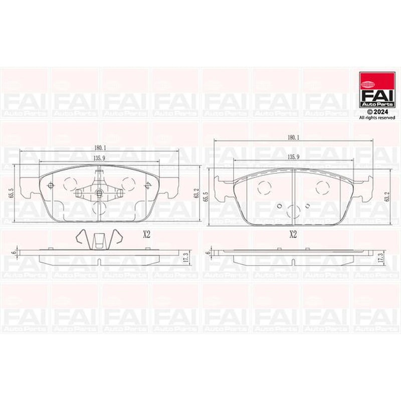 FAI Front Brake Pad Set fits Ford Focus III 2012-2017 2.0