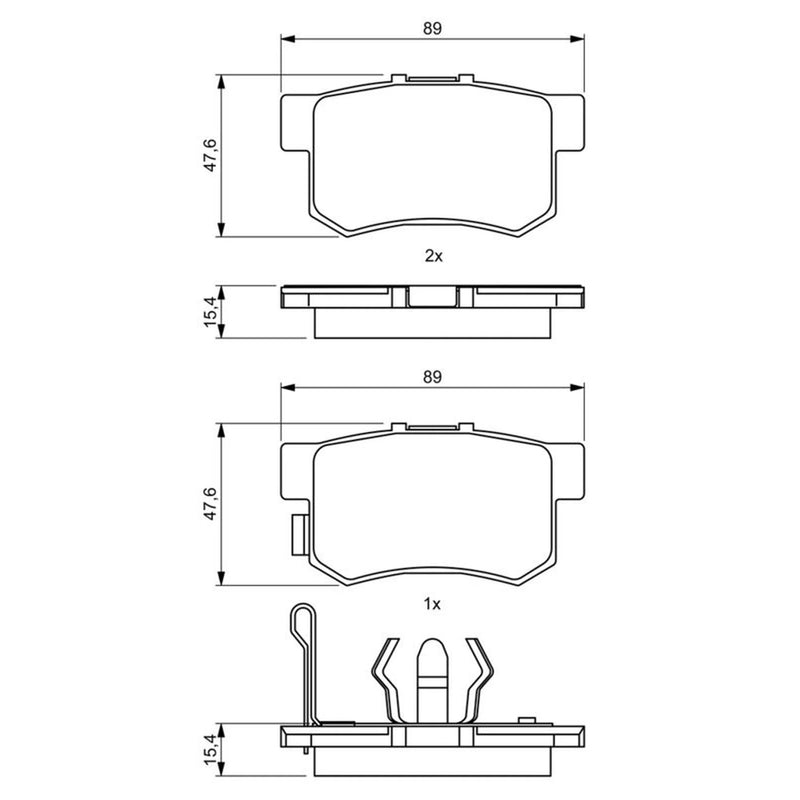 Bosch Front & Rear Pads fits Honda Accord VIII 2008-2015 2.0 2.2 2.4
