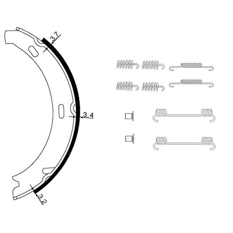 Mintex Parking Brake Shoe Set fits Chrysler Crossfire 2003-2008 3.2