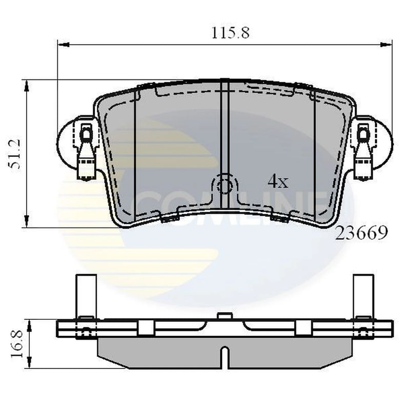 Comline 4 x Rear Brake Pad Set fits Nissan Interstar 2002-2006
