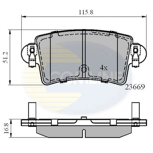 Comline 4 x Rear Brake Pad Set fits Nissan Interstar 2002-2006