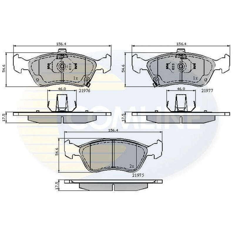 Comline 4 x Front Brake Pad Set fits Toyota Avensis 1997-2003 1.6 1.8 2.0