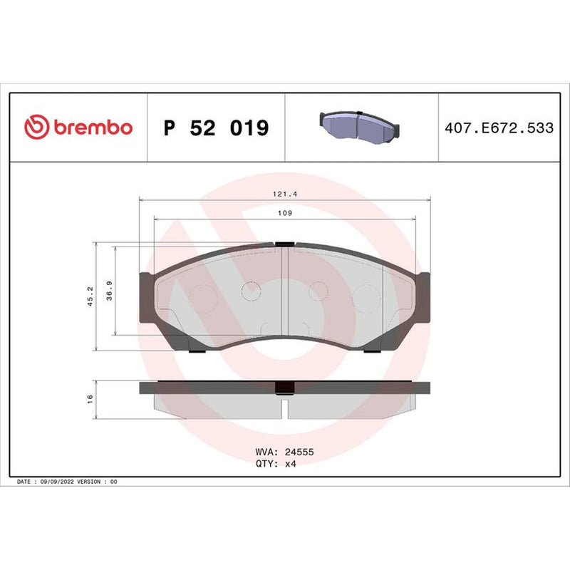 Brembo 4 x Front Brake Pad Set fits Rover Cityrover 2003-2005 1.4