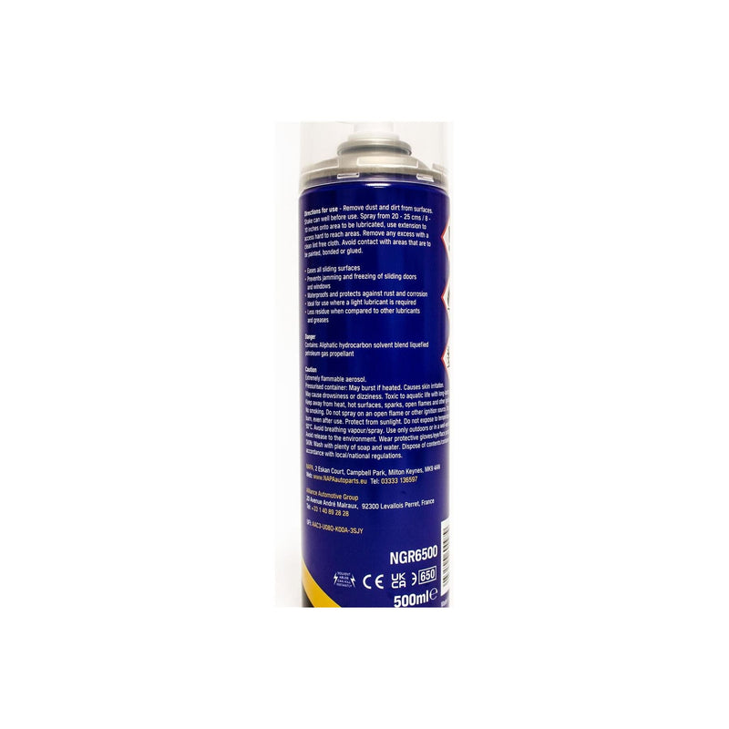 3x NAPA Silicone Lubricant Aerosol Spray Grease Can Water Resistant 500ml NAPA - Dynamic Drive