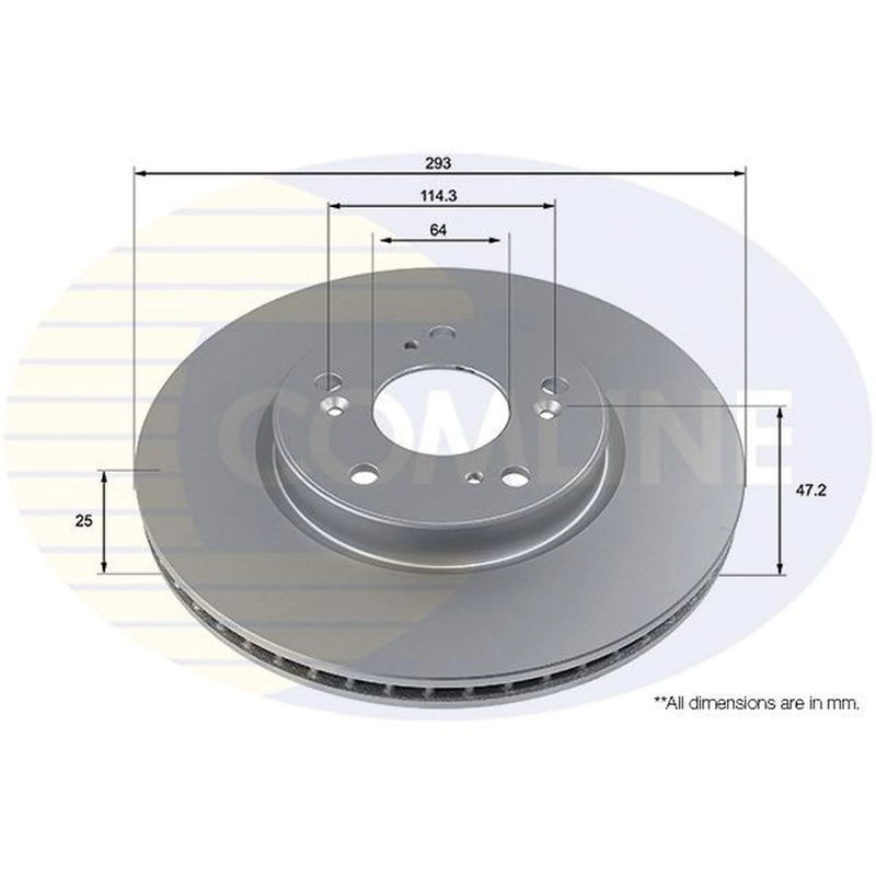 Comline 2 x Internally Vented Brake Discs fits Honda Hr-V 2015 on 1.5 1.6