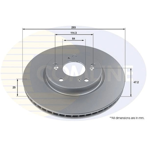 Comline 2 x Internally Vented Brake Discs fits Honda Hr-V 2015 on 1.5 1.6