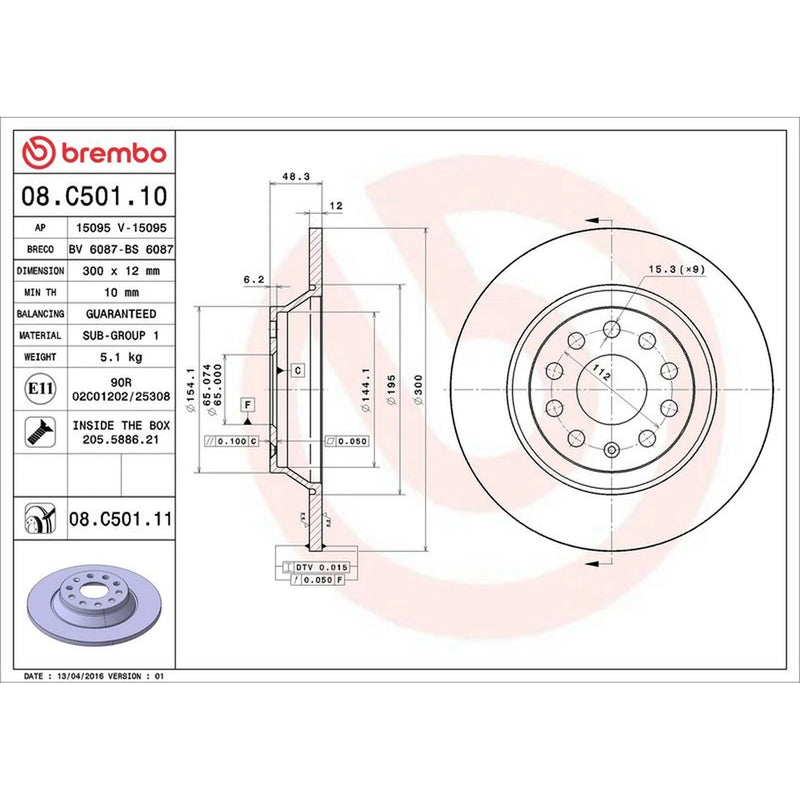 Brembo Rear Brake Solid Discs & Pads fits Audi Q3 2011-2018 1.4 2.0