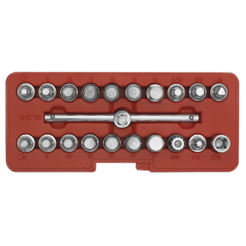 Sealey Oil Drain Plug Key Set 21pc 3/8"Sq Drive AK6586 Sealey - Dynamic Drive