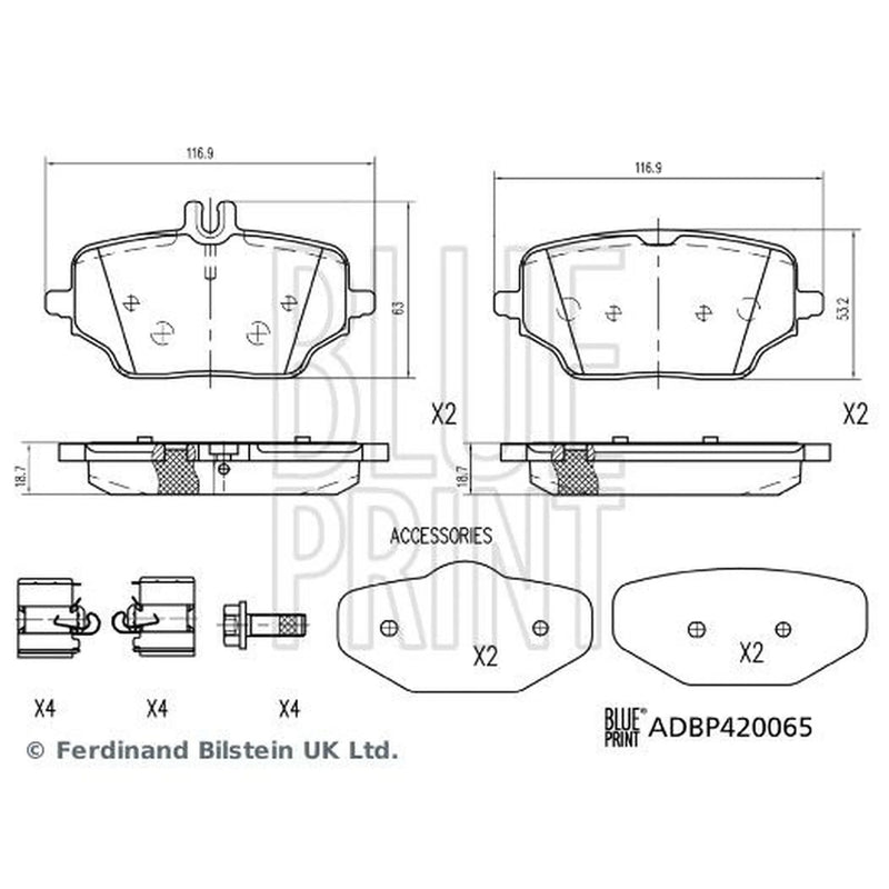 Blue Print Rear Brake Pad Set ADBP420065