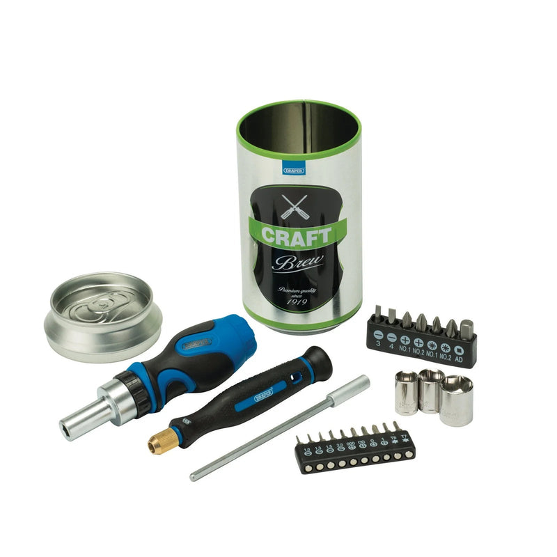 Draper Stubby Ratchet Screwdriver and Bit Set, Special Edition - Craft Brew (23 - image 1
