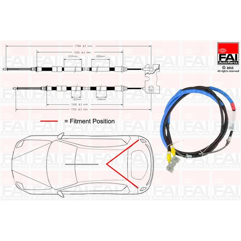 FAI Handbrake Cable Left Rear fits Ford Escort VI Estate 1995-2001 1.4 1.8