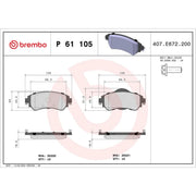 Brembo 4 x Front Brake Pad Set fits Citroën C4 II 2009-2018 1.2 1.4 1.6