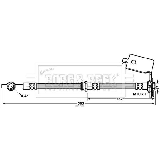 Borg & Beck Brake Hydraulic Hose Line Rear Left BBH7058