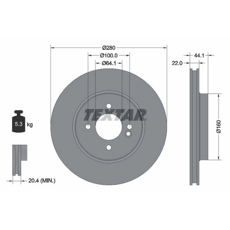 Textar 2 x Vented Front Brake Discs 92157905-x2