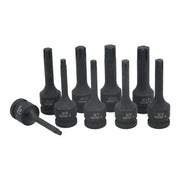 Laser Impact Ribe Socket Bit Set 1/2"D 9pc 7806 Laser - Dynamic Drive