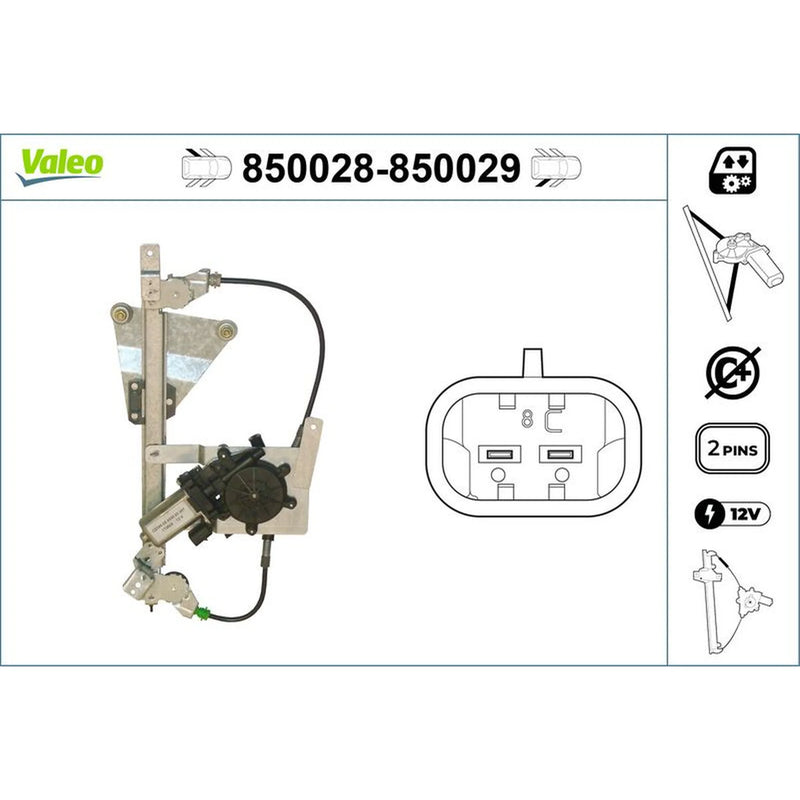 Valeo Electric Window Regulator Lifter Right Rear 850029