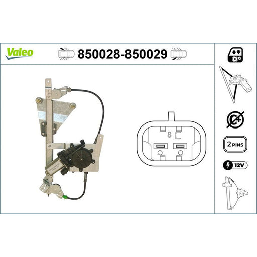 Valeo Electric Window Regulator Lifter Right Rear 850029